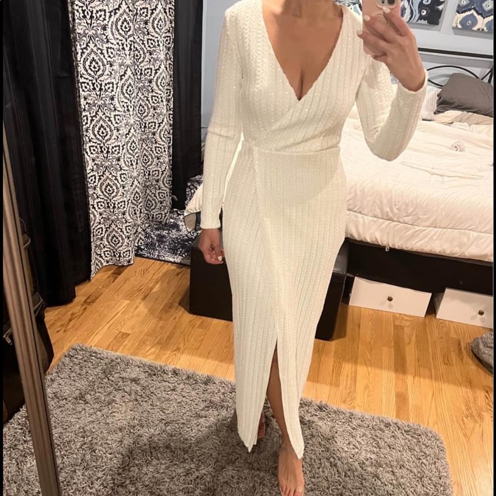 Lulus white sequin dress
